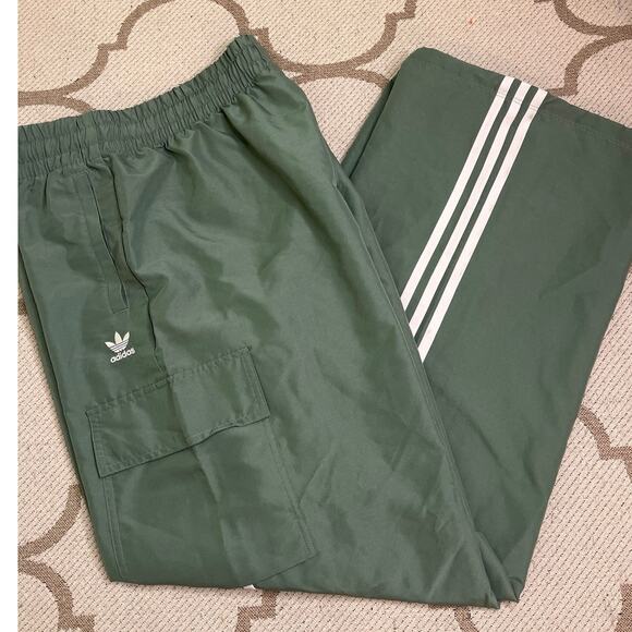 Adidas Originals Adicolor 3-Stripes cargo wide leg drawstring hem pants, size XL - Picture 16 of 16